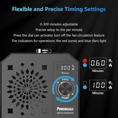 71EK3vrXLL. AC SL1500 PowerScale Ozone Generator 90,000mg/h O3 Intelligent Control Ozone Odor Eliminator Commercial Ozone Machine Odor Removal, For Home, Car, Pet Room – High Capacity Ionizer Ozone Air Purifier, Black