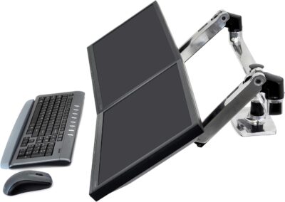Ergotron – LX Dual Monitor Arm, VESA Desk Mount – for 2 Monitors Up to 27 Inches, 7 to 20 lbs Each – Polished Aluminum