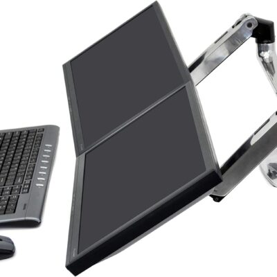 Ergotron – LX Dual Monitor Arm, VESA Desk Mount – for 2 Monitors Up to 27 Inches, 7 to 20 lbs Each – Polished Aluminum