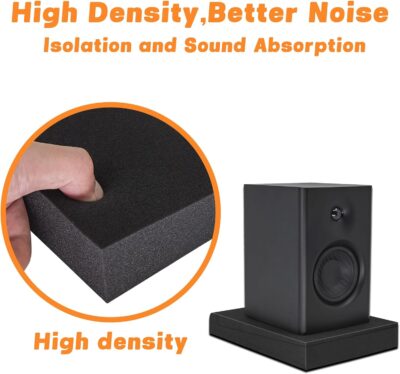 2 Pack Studio Monitor Isolation Pads for 5-6 Inches Speakers Sound Insulation Studio Foam Prevents Vibrations Acoustic Speaker Isolation Pad High Density Fits Most Stands