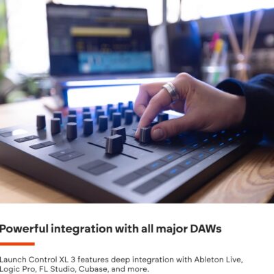 Novation Launch Control XL 3 – USB Powered, MIDI Control Surface and Mixer for DAW and Hardware Integration with 8 Faders, 24 Endless Encoders, 5-Pin MIDI I/O, and Music Software Bundle