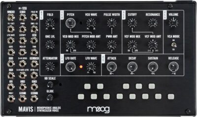 71FALWlpI4L. AC SL1500 MOOG Mavis – Standalone Semi-Modular Analog Synthesizer Kit with Keyboard; Analog Oscillator, Filter, Envelope Generator; Wavefolder; and Dust Cover