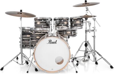 Pearl Decade Maple Artisan Limited Edition 7-pc. Shell Pack With All Maple Shells, Satin Lacquer Finish Black Satin Marble