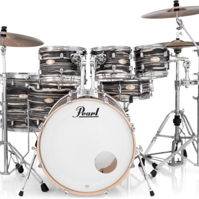 Pearl Decade Maple Artisan Limited Edition 7-pc. Shell Pack With All Maple Shells, Satin Lacquer Finish Black Satin Marble