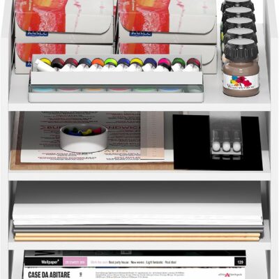 Furinno Cubicle Cube Insert, 3-Shelf Cube Organizer, 3-Tier Shelf Accessory, Fits into Furinno Triple Thick Cubes, IKEA Kallax, for Organizers and Storage, White