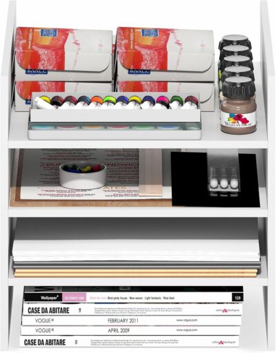 Furinno Cubicle Cube Insert, 3-Shelf Cube Organizer, 3-Tier Shelf Accessory, Fits into Furinno Triple Thick Cubes, IKEA Kallax, for Organizers and Storage, White