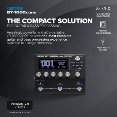 BOSS GT-1000CORE Guitar Effects Processor in a Compact Pedal | Unlimited Sound Creation | Unmatched Sound Quality with 32-Bit AD/DA | 32-Bit Floating-Point Processing | Cutting-Edge AIRD Technology
