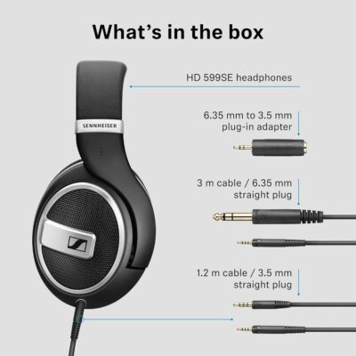 Sennheiser HD 599 SE Open-Back Headphones, Premium Design, Natural Balanced Audio, Comfortable Fit, Wired Headphones for Music, Gaming, School, Work, Black