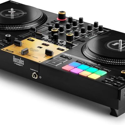 71Gh5tUL4sL. AC SL1500 Hercules DJ T7 Premium, 2 Deck Motorized DJ Controller with built in STEMS Control, Serato DJ and DJUCED included Gold