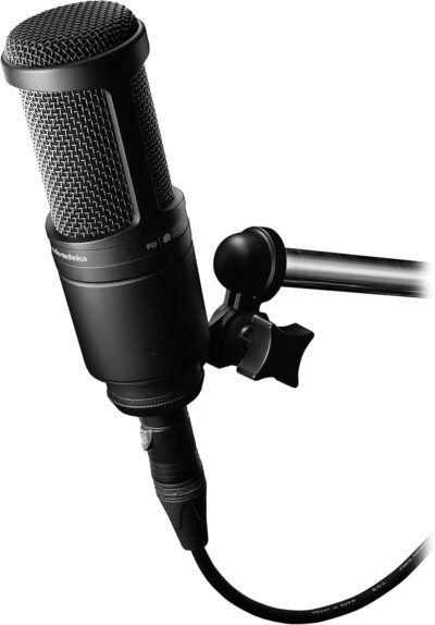 Audio-Technica AT2020 Cardioid Condenser Studio XLR Microphone, Ideal for Project/Home Studio Applications, Black