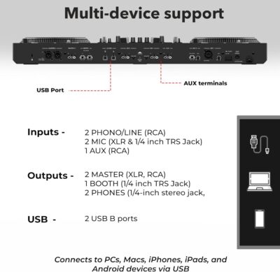 Pioneer DDJ-REV7-N Scratch-Style 2-Channel Professional DJ Controller – Gold Bundle with Case, Headphones, XLR Cable, and Austin Bazaar Polishing Cloth