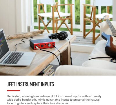 Focusrite Clarett+ 2Pre USB-C Bus-Powered Audio Interface for Music Production, with Two Professional Quality Pre-Amps and Powerful and Transparent Headphone Outputs/Instrument Inputs