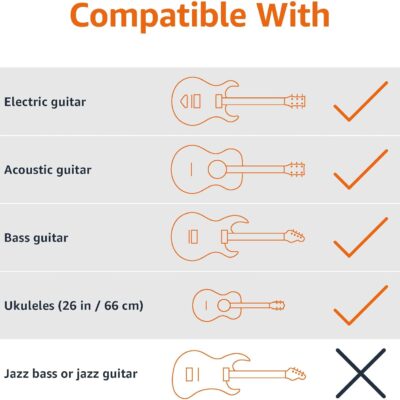 Amazon Basics Height Adjustable Portable Foldable Guitar Stand with Padded Non-Slip Secure Support for Acoustic, Electric, Bass and Banjos, Black