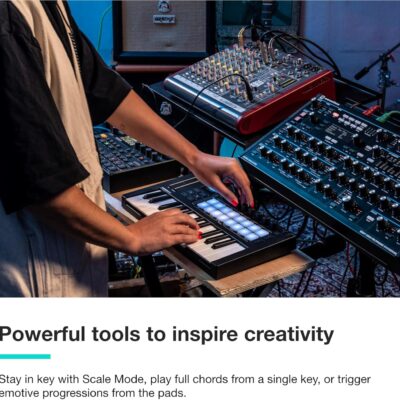 Novation Launchkey Mini 25 MK4 — Portable 25 Mini-Key, USB, MIDI Keyboard Controller with DAW Integration. Chord Mode, Scale Mode, Drum Pads, and Arpeggiator. Includes Music Creation Software Bundle