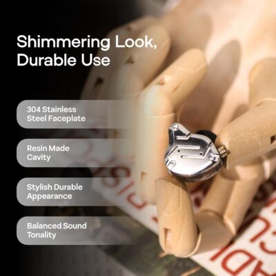 Linsoul KZ ZS10 Pro, 4BA+1DD 5 Driver in Ear Monitor, HiFi Wired Earbuds, Gaming Earbuds, Hybrid IEM Earphones with Stainless Steel Faceplate, Detachable Cable for Musician(Without Mic, Black)