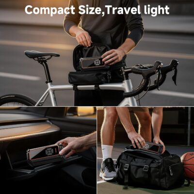 OlarHike Tire Inflator Portable Air Compressor, 150PSI Dual Power – 6000mAh & 12V DC, Cordless Air Pump for Car Tires, Bike, Motorcycle, Balls with LED & Digital Pressure Gauge, Car Gifts