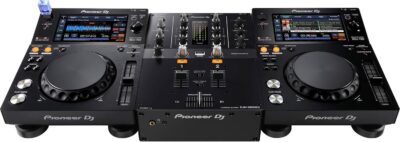 Pioneer DJM-250MK2 2-channel DJ Mixer with Pioneer PLX-500 White Direct Drive Turntables (Pair)