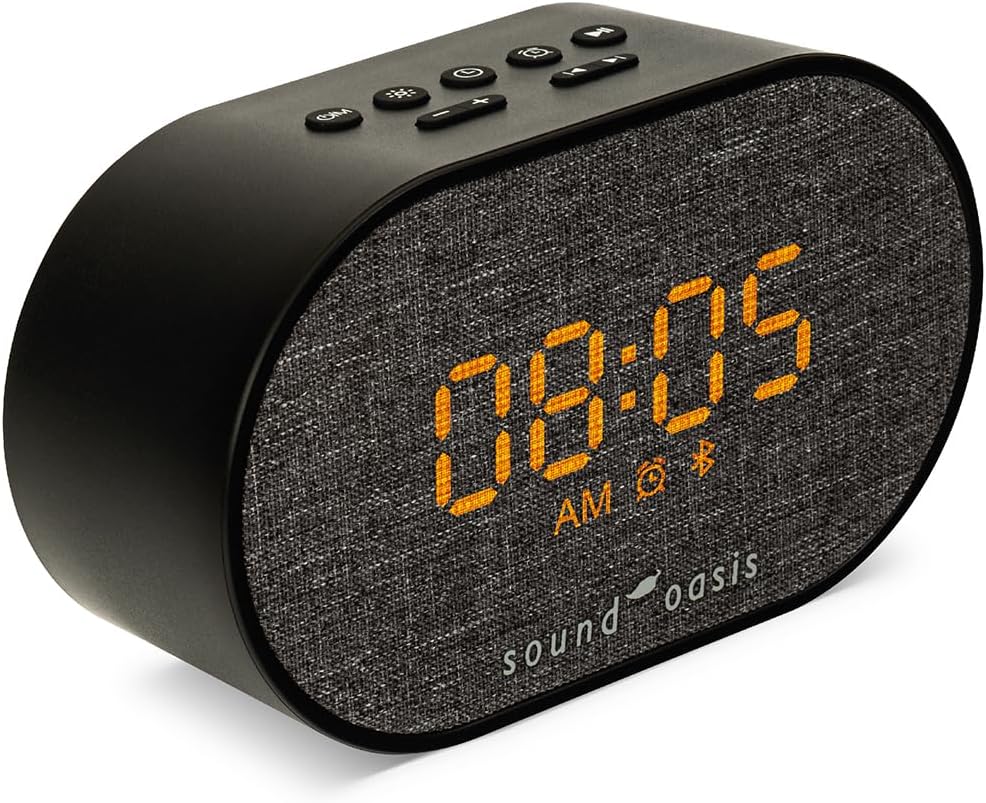 Sound Oasis® Bluetooth Tinnitus Sound Therapy System® Alarm Clock – Sleep Better, Manage and Mask Tinnitus, 30 Built-in Sounds for Tinnitus Relief, Sleep-Friendly Lighting, Travel Friendly (BST-150T)