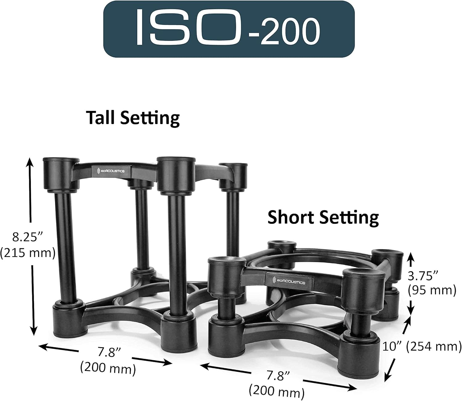 IsoAcoustics Iso-Stand Series Speaker Isolation Stands with Height & Tilt Adjustment: Iso-200 (7.8 x 10) Pair