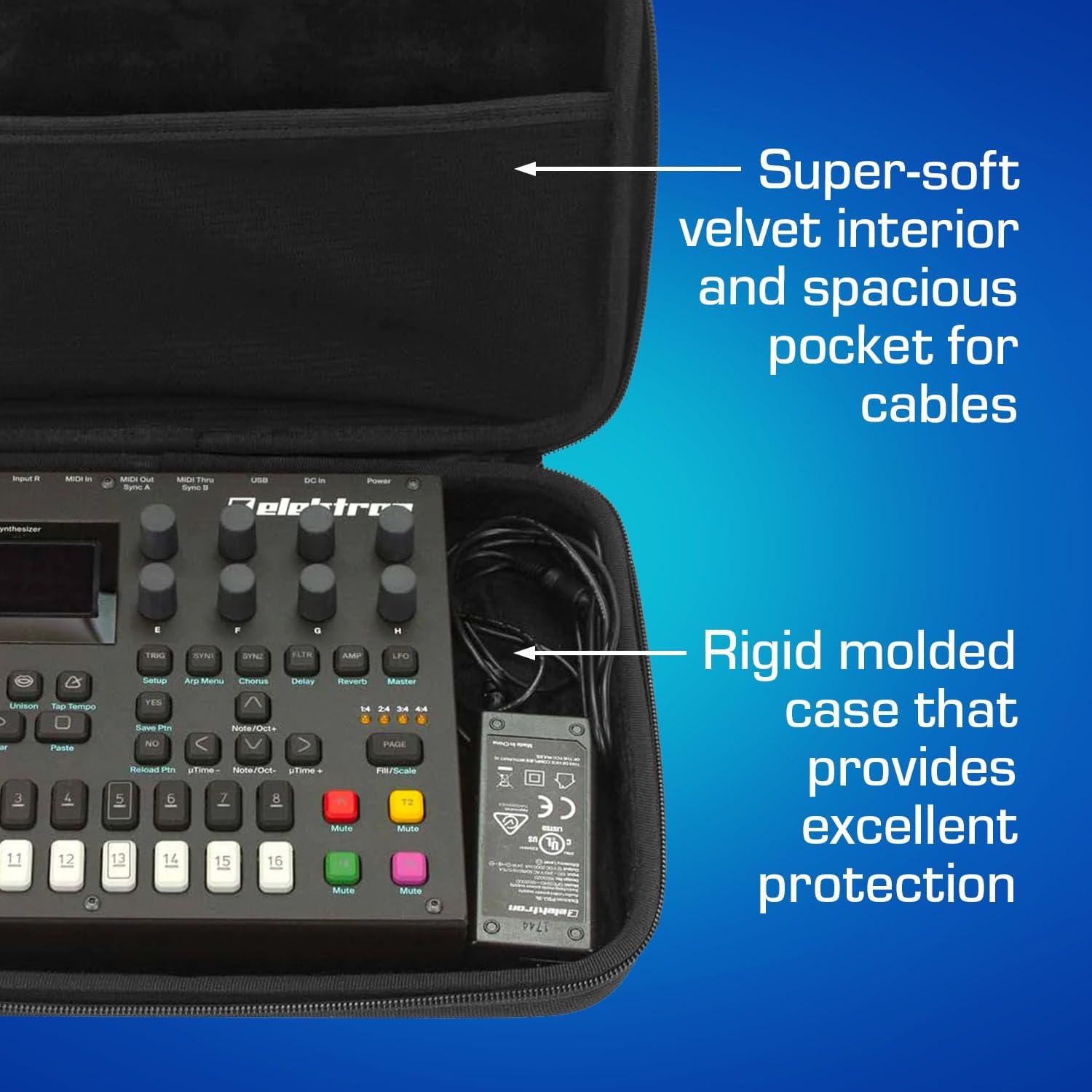 ANALOG CASES Elektron Digitakt/Syntakt/Digitone Case – Custom-Fitted Compact PULSE Hard Case for Travel