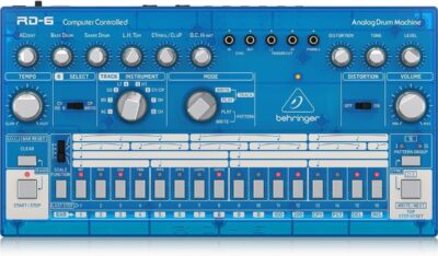 Behringer RHYTHM DESIGNER RD-6-BB Analog Drum Machine with 8 Drum Sounds, 64 Step Sequencer and Distortion Effects