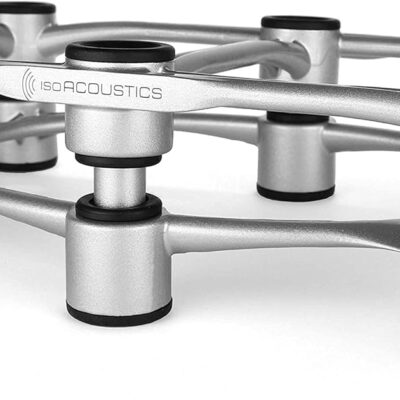 71KCMCQQdHL. AC SL1500 IsoAcoustics Aperta Series Isolation Speaker Stands with Tilt Adjustment: Aperta300 (11.8 W x 7.9 D) Silver (Single)