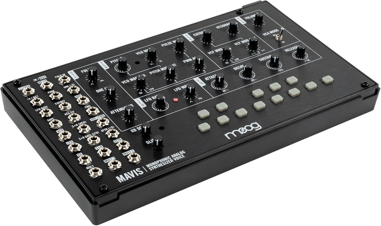 MOOG Mavis – Standalone Semi-Modular Analog Synthesizer Kit with Keyboard; Analog Oscillator, Filter, Envelope Generator; Wavefolder; and Dust Cover