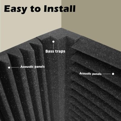 71KjswFWL. AC SL1500 24 Pack Bass Traps Acoustic Foam Panels – 12 X 3 X 3 Bass Trap Acoustic Foam Corner Block- High Density Soundproofing Foam – Acoustic Panels for Home, Studio or Theater