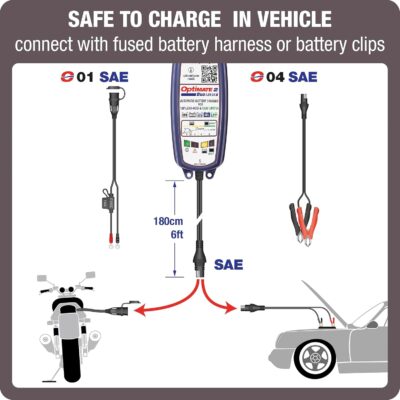 71LPLx S5GL. AC SL1500 Tecmate Optimate 2 Duo, TM-551, Bronze Series: 5-Step 12V / 12.8V 2A Sealed Battery Charger & maintainer, Blue