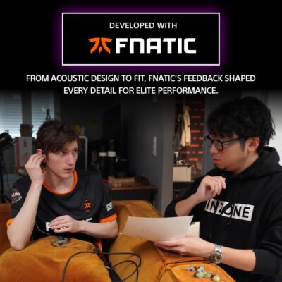 Sony INZONE E9 Wired in-Ear Monitor for Gaming, Tuned for FPS Games, Sound Isolating Earbuds, Comfortable Fit, Low Profile Design, 360 Spatial Sound, Case Included, Developed with Fnatic, Black