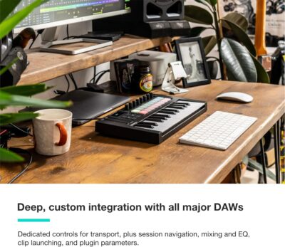 Novation Launchkey Mini 25 MK4 — Portable 25 Mini-Key, USB, MIDI Keyboard Controller with DAW Integration. Chord Mode, Scale Mode, Drum Pads, and Arpeggiator. Includes Music Creation Software Bundle