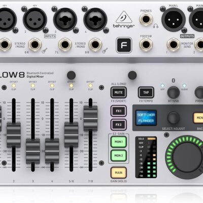Behringer FLOW 8 8-Input Digital Mixer with Bluetooth Audio and App Control, 60 mm Channel Faders, 2 FX Processors and USB/Audio Interface