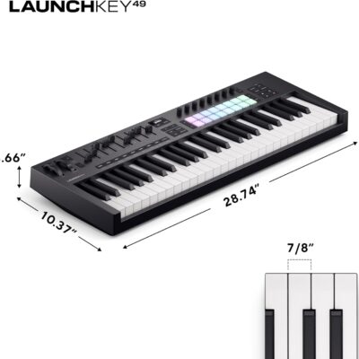 71LybiK9JkL. AC SL1500 Novation Launchkey 49 MK4 – 49 key Semi-Weighted, USB, MIDI Keyboard Controller with DAW Integration. Chord & Scale Modes, 8 Drum Pads, & Arpeggiator — Includes Software Bundle for Music Production
