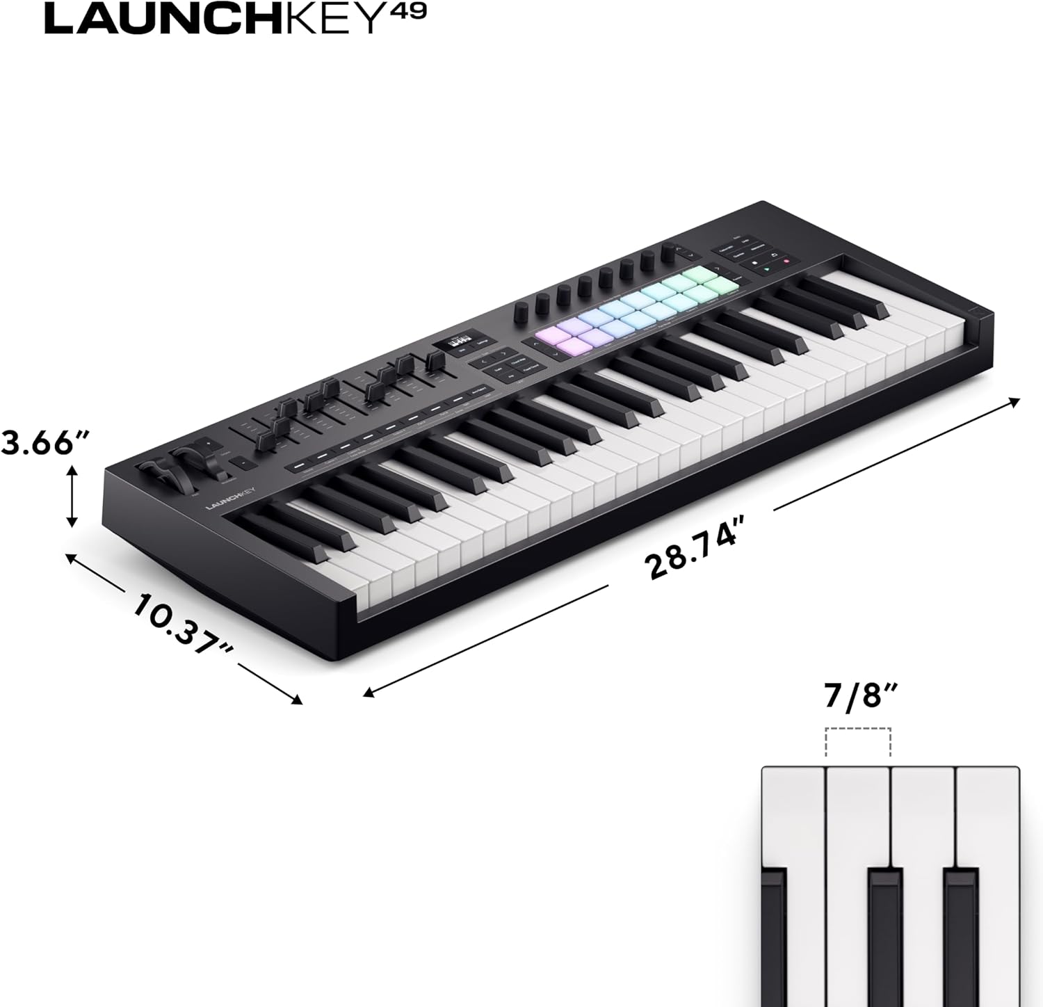 Novation Launchkey 49 MK4 – 49 key Semi-Weighted, USB, MIDI Keyboard Controller with DAW Integration. Chord & Scale Modes, 8 Drum Pads, & Arpeggiator — Includes Software Bundle for Music Production