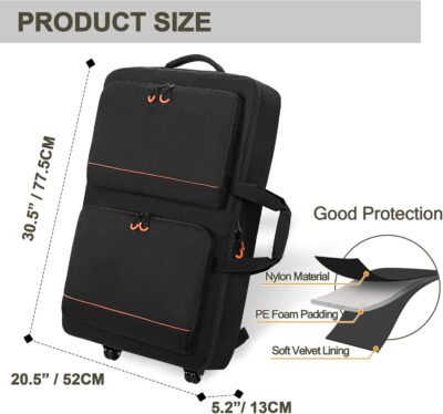 71M8yihh7 L. AC SL1500 DJ Controller Bag Backpack with Wheels Compatible with Pioneer XDJ RX2/ XDJ RX3/ XDJ-RX/DDJ FLX10/ DDJ REV7/ DDJ 1000, Wheeled DJ Carrying Case with 2 Accessory Pocket, Padded DJ Mixer Bag