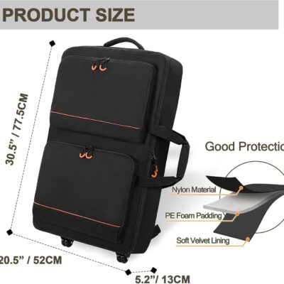 71M8yihh7 L. AC SL1500 DJ Controller Bag Backpack with Wheels Compatible with Pioneer XDJ RX2/ XDJ RX3/ XDJ-RX/DDJ FLX10/ DDJ REV7/ DDJ 1000, Wheeled DJ Carrying Case with 2 Accessory Pocket, Padded DJ Mixer Bag