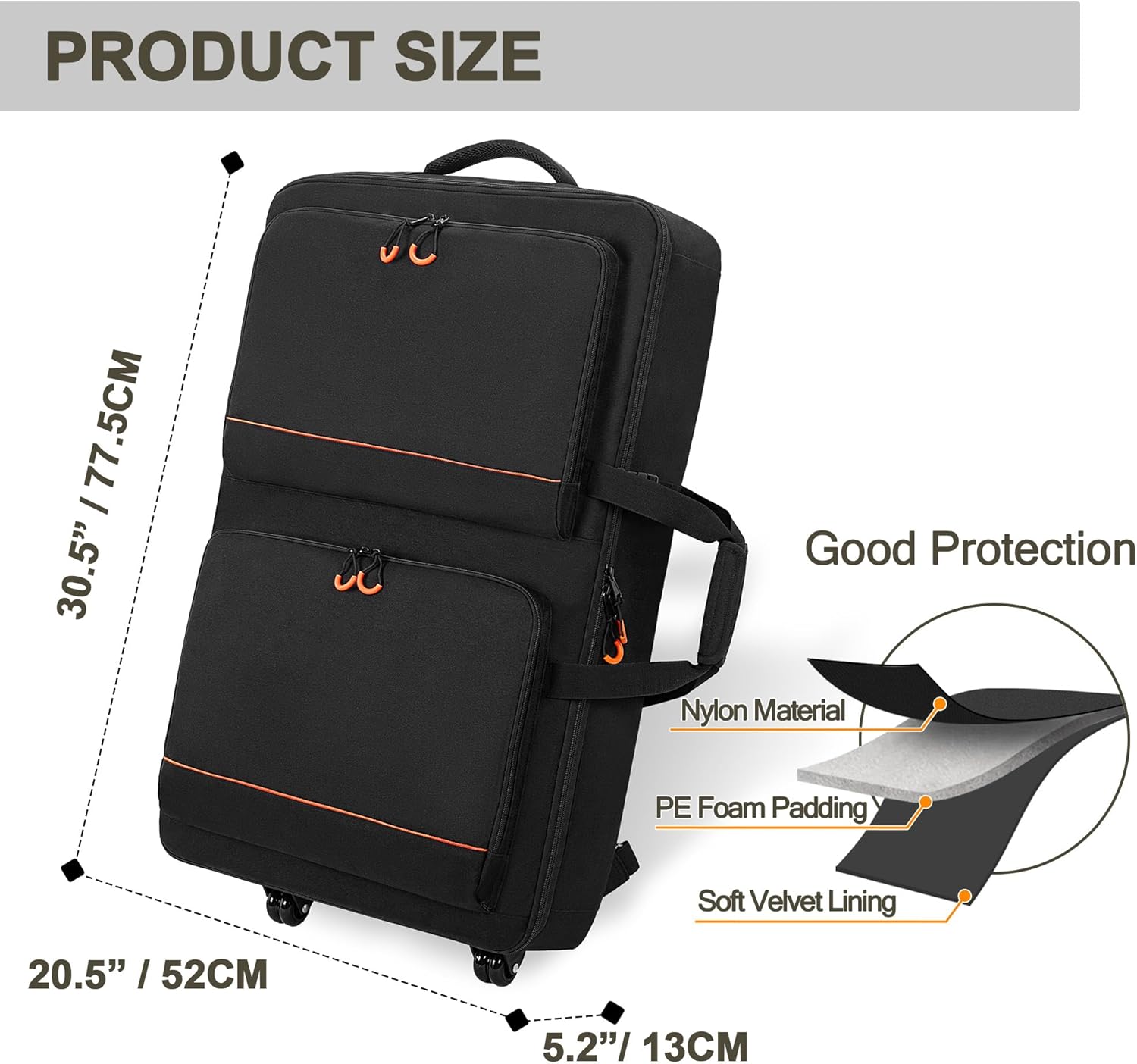 DJ Controller Bag Backpack with Wheels Compatible with Pioneer XDJ RX2/ XDJ RX3/ XDJ-RX/DDJ FLX10/ DDJ REV7/ DDJ 1000, Wheeled DJ Carrying Case with 2 Accessory Pocket, Padded DJ Mixer Bag