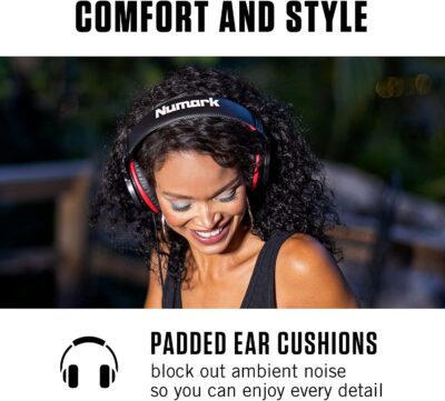 DJ Controller Bundle – DJ Set with 4 Decks, DJ Mixer, Audio Interface, Jog Wheel Displays, FX and DJ Headphones – Numark Mixtrack Platinum FX and HF175