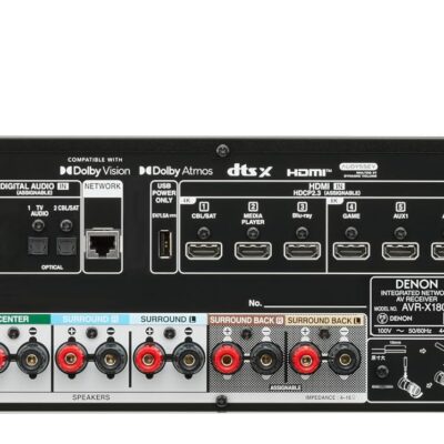 Denon AVR-X1800H 7.2 Channel AV Stereo Receiver – 80W/Channel, Wireless Streaming via Built-in HEOS, WiFi, & Bluetooth, Supports Dolby Vision, HDR10+, Dynamic HDR, & Home Automation Systems