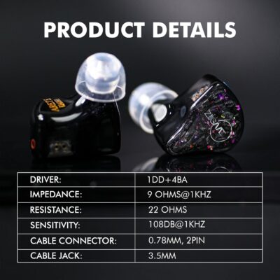 71MaNTt GaL. AC SL1500 Linsoul ZiiGaat x Fresh Reviews Arete in Ear Monitor, 1DD+4BA Hybrid Earphone IEM, Wired Gaming Earbuds, Studio Monitor Tunning, with Detachable IEM Cable for Musician Audiophile(Black)