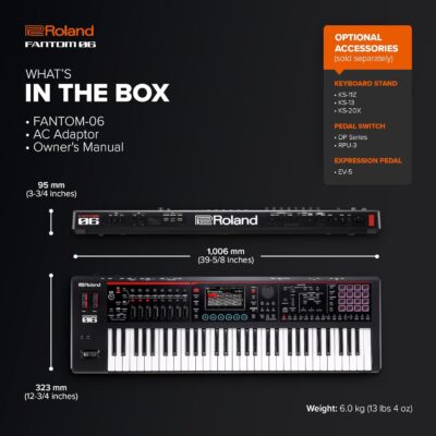 71MjbbbMTJL. AC SL1500 Roland FANTOM-06 | 61-Note Synthesizer Keyboard | Thousands of Electronic & Acoustic Sounds | ZEN-Core & SuperNATURAL Technologies | Lightweight & Durable | Deep Onboard Sampling | DAW Integration