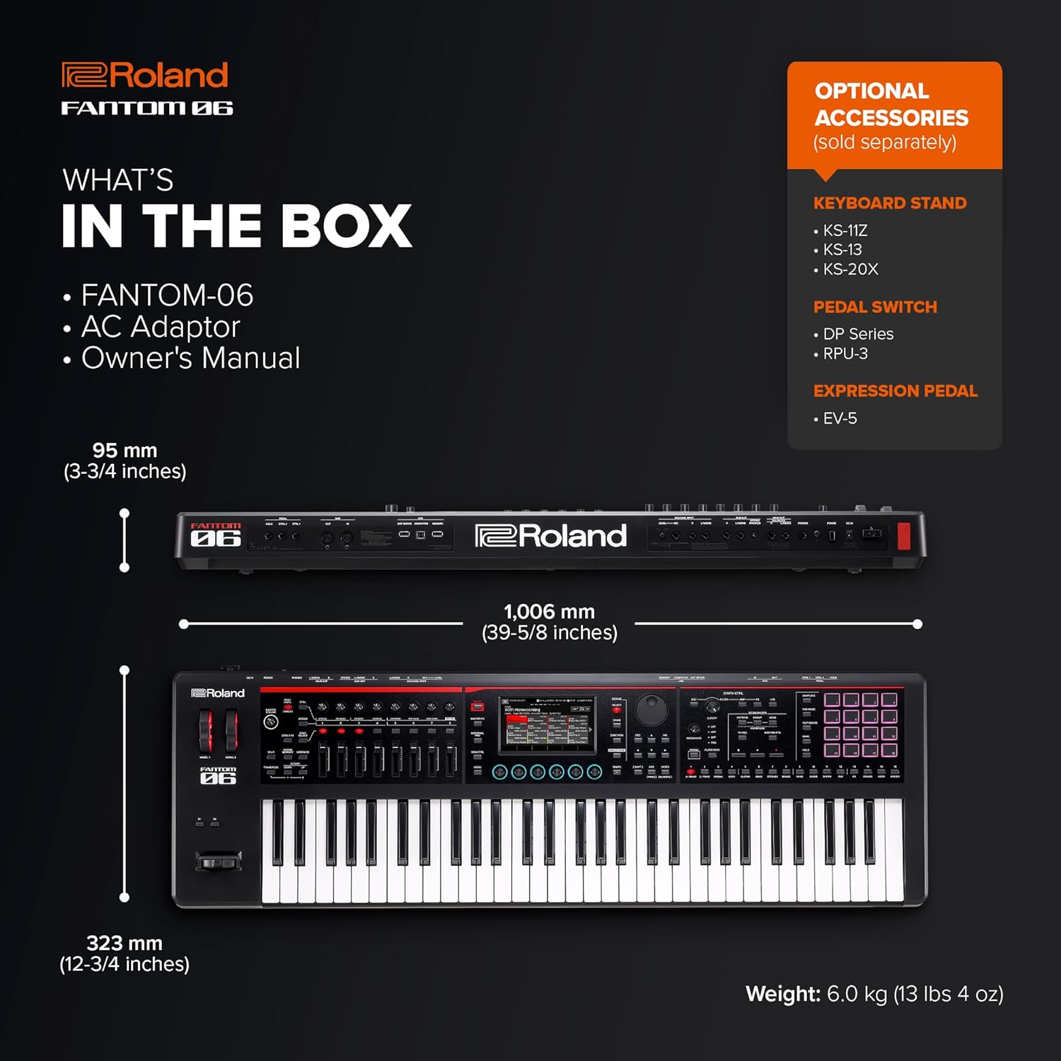 Roland FANTOM-06 | 61-Note Synthesizer Keyboard | Thousands of Electronic & Acoustic Sounds | ZEN-Core & SuperNATURAL Technologies | Lightweight & Durable | Deep Onboard Sampling | DAW Integration