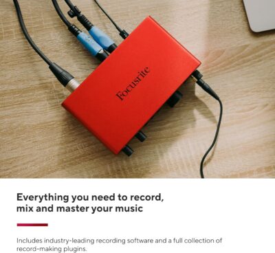 Focusrite Scarlett 2i2 4th Gen USB Audio Interface for Recording, Songwriting, Streaming and Podcasting — High-Fidelity, Studio Quality Recording, and All the Software You Need to Record