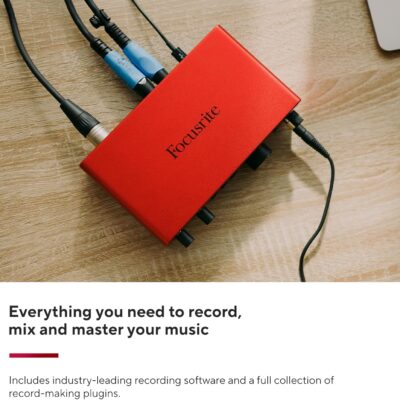Focusrite Scarlett 2i2 4th Gen USB Audio Interface for Recording, Songwriting, Streaming and Podcasting — High-Fidelity, Studio Quality Recording, and All the Software You Need to Record