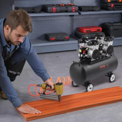 71MwahSqlL. AC SL1500 VEVOR Air Compressor, 20 Gallon Steel Tank, 4HP 10.6 CFM@90 PSI Oil Free Air Compressor & Max. 125PSI Pressure, 78dB Ultra Quiet Compressor for Auto Repair, Tire Inflation, Spray Painting (220V 60Hz)