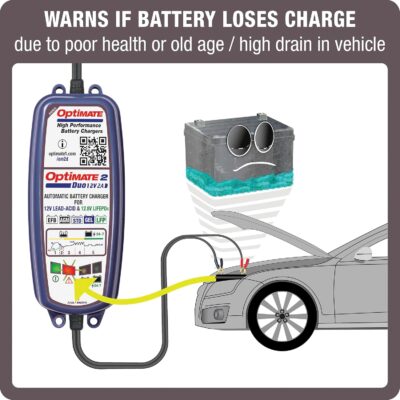 71N0Ta6rw1L. AC SL1500 Tecmate Optimate 2 Duo, TM-551, Bronze Series: 5-Step 12V / 12.8V 2A Sealed Battery Charger & maintainer, Blue