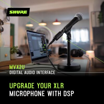 71N4b GookL. AC SL1500 Shure MVX2U XLR-to-USB Interface with Headphone Jack, 60dB Gain, Zero-Latency Monitoring, 48V Phantom Power, ShurePlus App, USB-C Cable