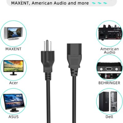 UL 6ft AC Power Cord for Sequential OB-6 49-Key 6-Voice Polyphonic Synthesizer