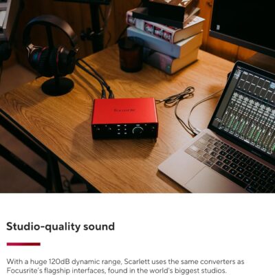 Focusrite Scarlett 4i4 4th Gen USB Audio Interface, for Musicians, Songwriters, Guitarists, Content Creators — High-Fidelity, Studio Quality Recording, and All the Software You Need to Record