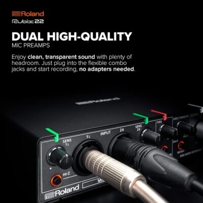 Roland Rubix22 2-In/2-Out USB Audio Interface | High-Resolution Audio | Record with Mics, Guitars, Keys & More | Compact & Durable Build | Compatible with Mac, PC & iPad | Expanded I/O Features